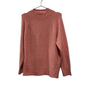 J Crew women’s mock neck pink wool & alpaca sweater. Size medium.